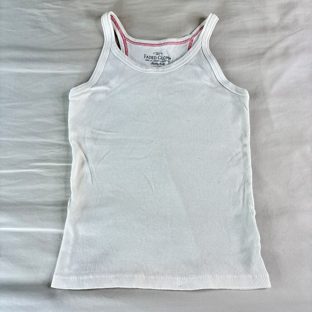 Faded Glory Y2K White Tank Top XS